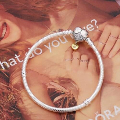 Lomeo 2021 fall new style 100% 925 silver high quality original logo 1:1 Heart Clasp Snake Chain Bracelet woman DIY jewelry