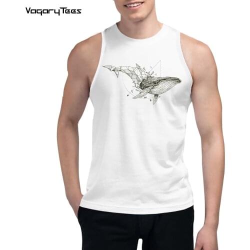 New Fashion Men Summer Tank tops Geometric whale Graphic printed male Waistcoat casual Streetwear Vest
