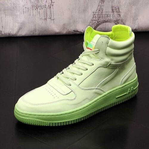 Spring 2021 New Fashion Mens Luxury Designer Green High Tops Shoes Causal Flats Moccasins Male Rock Punk Walking Sneakers