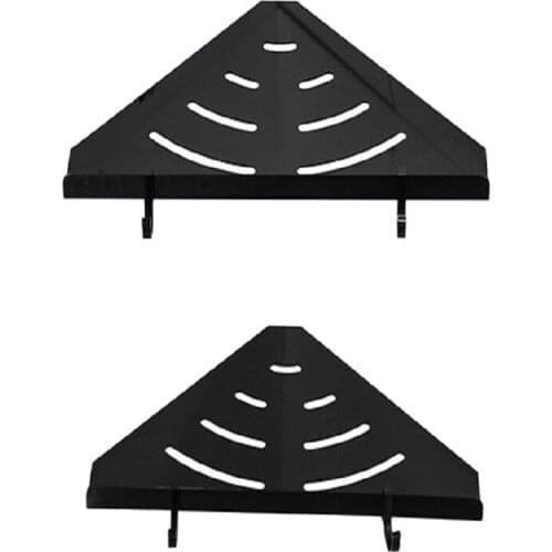 Wall Mounted Matt Black 2 Tier Shower Caddy Bathroom Corner Shelf Rack Shower Storage Triple-Cornered
