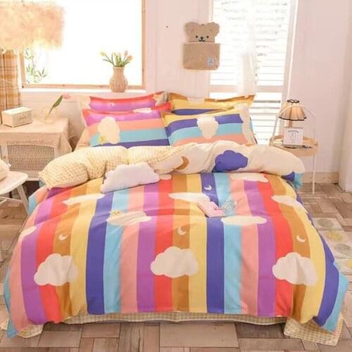 2020 New Colorful bedding sets Home Bedding Set 4pcs High Quality Quilt Cover Bed Sheet With Pillowcase For Summer/Winter