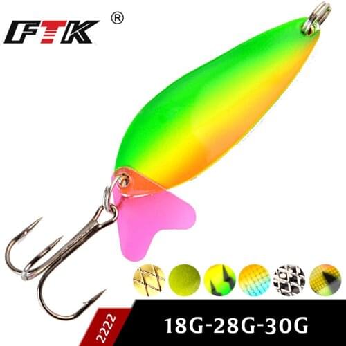 FTK 2019 new 1PC 18g 28g 30g Spoon Fishing Lure With Hook Hard Fishing Spoon Lure Metal Jigging Lure Baits carp