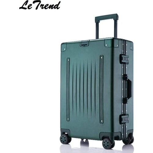 New Fashion Travel Suitcase Aluminum Frame+ABS Rolling Luggage TSA Lock Trolley Bag Spinner Travel Luggage