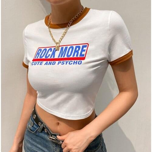 SEASONS Letter Print Patchwork White T Shirt Women Casual Short Sleeve Basic Crop Top Tees Summer Ladies Cotton Tshirt ASTS82809