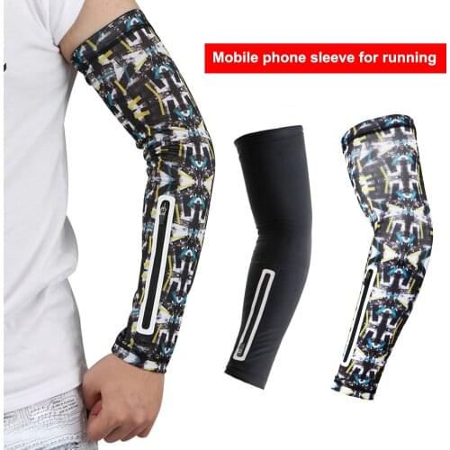 Sports Arm Sleeve Running Bike Cycling Zipper Phone Pocket Arm Guard Cover Hand Cover Cooling Warmer Running Fishing Cyclin