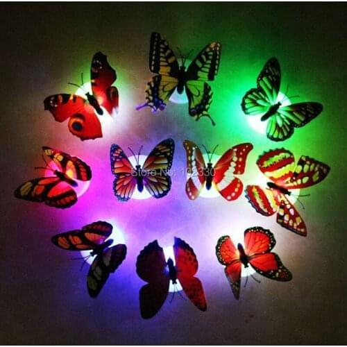Flashing Colorful Butterfly night light Indoor lighting decorations Party Christmas Nightlights with retail box S201744