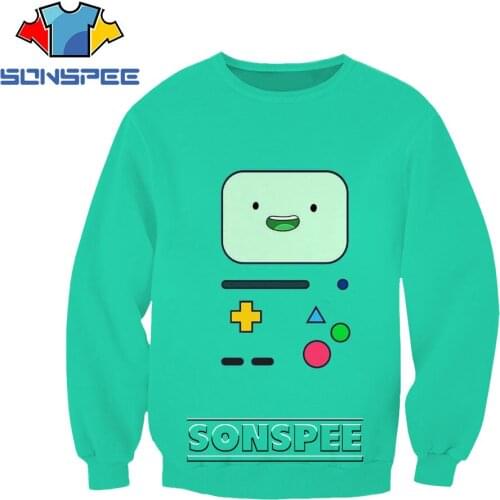 SONSPEE 3D Anime Adventure Time Cartoon Print Sweatshirt Spring And Autumn Mens Round Neck Cute Trend Fashion Oversized Sweatsh