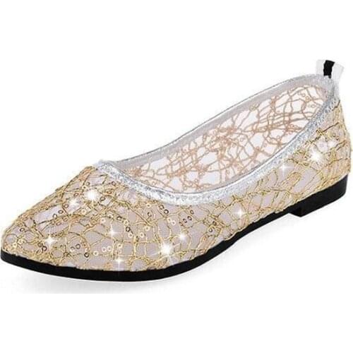 Women Casual Boat Shoes Ladies Bling Sequins Slip On Ballet Flats Comfy Soft Zapato Mujer Walking Footwear Lady 2021 New Style