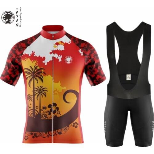 TYZVN Cycling Suit Mens Short Sleeve Jersey Ciclismo Maillot Hombre Triatlon Training Wear Cycliste Clothing Gel Pad Bib Shorts