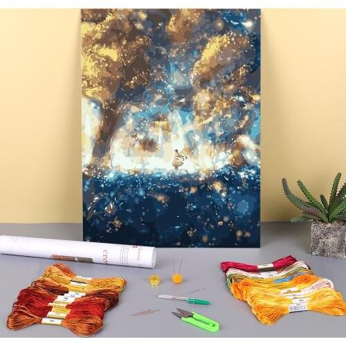 Landscape Fantasy Cartoon Printed 11CT Cross-Stitch DIY Embroidery Complete Kit DMC Threads Sewing Hobby Needlework Decor