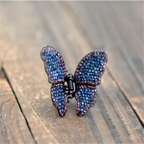High Quality Full Rhinestone Hair Clip Big Butterfly Hair Claw Antique Metal Crab Claw For Women Hair Jewelry New Listing