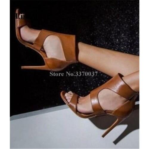 Hot Selling Women Fashion Open Toe Thin Heel Gladiator Sandals Cut-out Back Zipper-up High Heel Sandals Club Dress Shoes