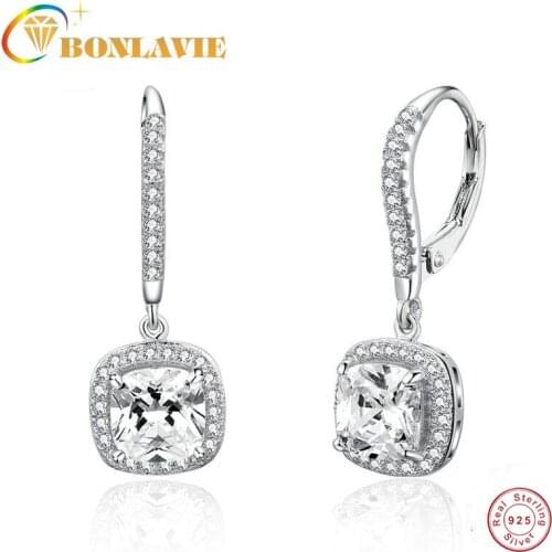 BONLAVIE Earrings Female Fashion Long Platinum-plated Bright Time S925 Sterling Silver Earrings