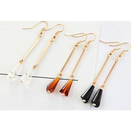 Ladies Vintage Crystal Earrings Exquisite Water Droplets Long Earrings Fashion Statement Jewelry Earrings For Women Girls Gift