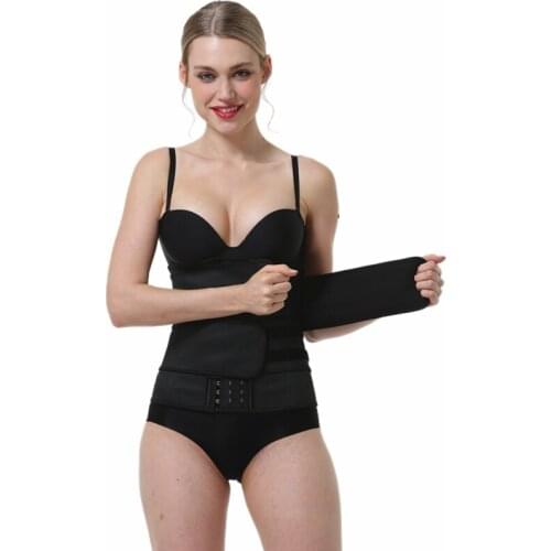 Women Compression Slimming Belt Black Plus Size Latex Waist Trainer 9 Steel Boned 3 Hook Faja Waist Training Underbust Corset