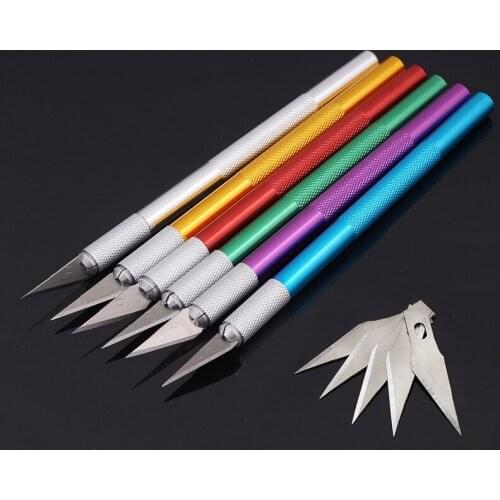 1Set 6 Blades Engraving Craft knives Non-slip Metal Scalpel Hand Tool Set Cutter Carving Multi Knife DIY Repairing Tools