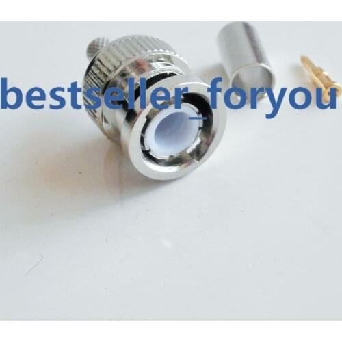 10Pcs Brass BNC Q9 Male Plug Crimp RG58 RG142 LMR195 RG400 Cable Straight RF Connector