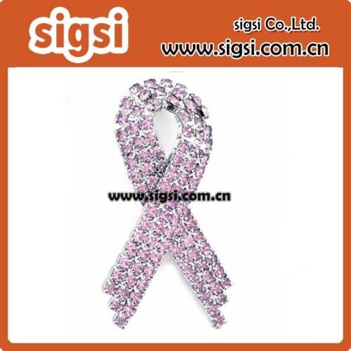 100pcs/lot 45mm High Quality Rhinestone Lavender Awareness Ribbon Pendant