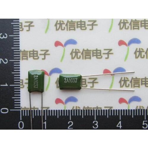 100pcs/lot High Quality DIP polyester capacitor 2A103J 2A 103 100V 10NF Dacron Capacitor 10NF 100V