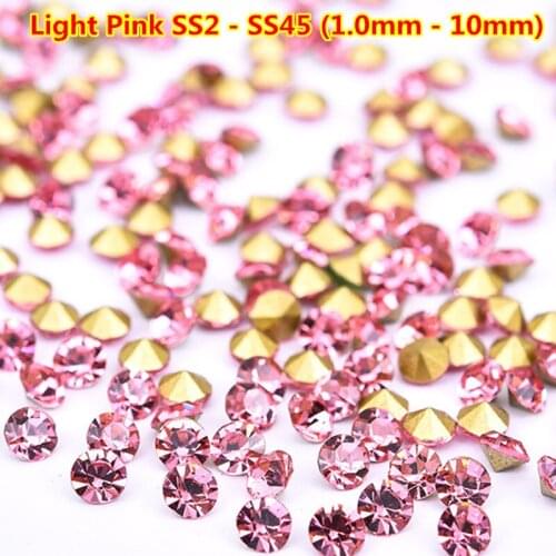 1440pcs ss2 ss6 ss8 ss10 ss12 Light Pink Rhinestones Point Back Nail Art Loose Beads Strass Rhinestone For Jewelry Making Crafts