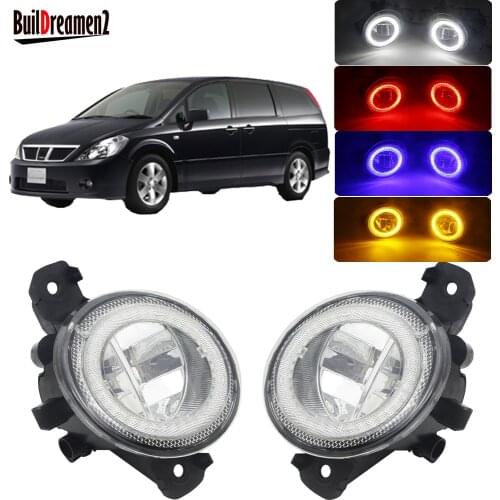 2 X Car Fog Light LED Angel Eye DRL Daytime Running Light Front Bumper Fog Lamp 4000LM 12V For Nissan Presage 2004 2005 2006