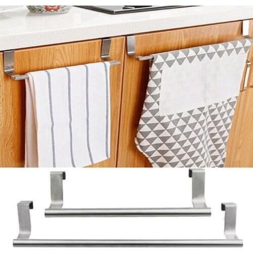 2 Pack Kitchen Under Cabinet Towel Paper Hanger Rack,2 Sizes Stainless Steel Towel Holder Drawer Punch-Free Hook(S & L)