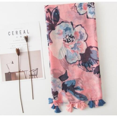 2020 New Fashion Summer Women cotton Scarf flower Beach Hijab Shawls and Wraps Female Foulard Echarpe Designer Bandana