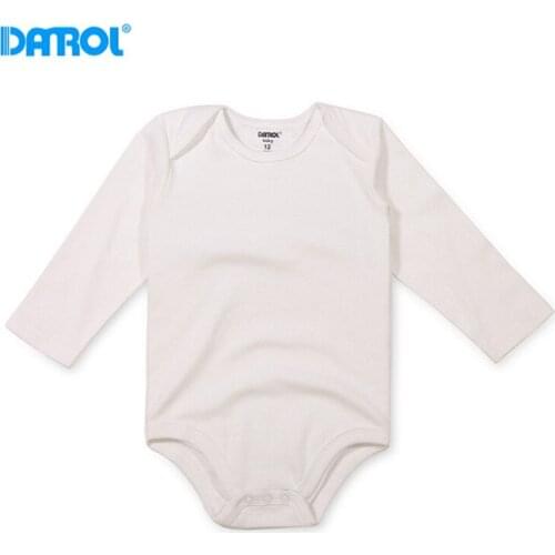 3 Pieces / Lot Baby Bodysuits 0M-24M Longleeve 100% Cotton White Boy Girl Jumpsuit Infant Clothing Creppers Body Baby Rumper