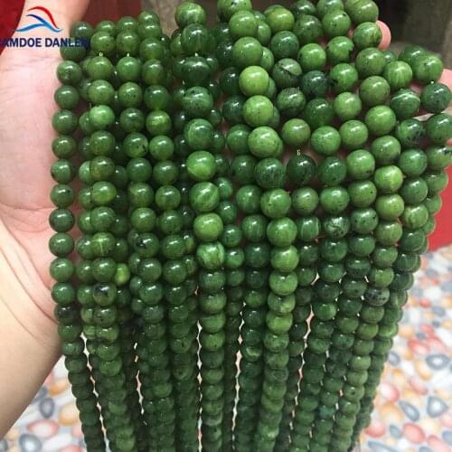 CAMDOE DANLEN Natural Gem Stone Canadian Jades / B.C Jaspers Round Beads 6 8 10 12MM Fit Diy Beads For Jewelry Making Accessory