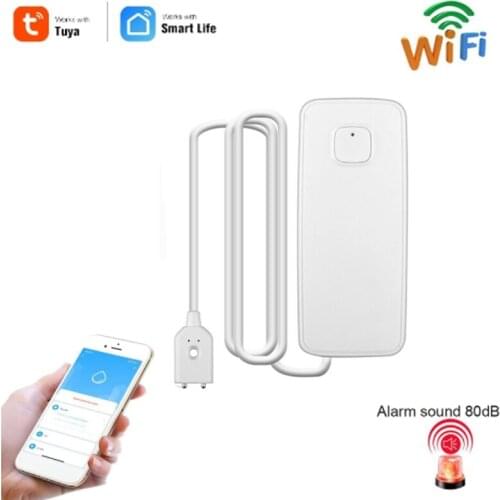 Tuya WIFI Water Leakage Sensor Independent Leak Alarm Detector Flood Alert Overflow Smart Home Security System 80dB Alarm Sound
