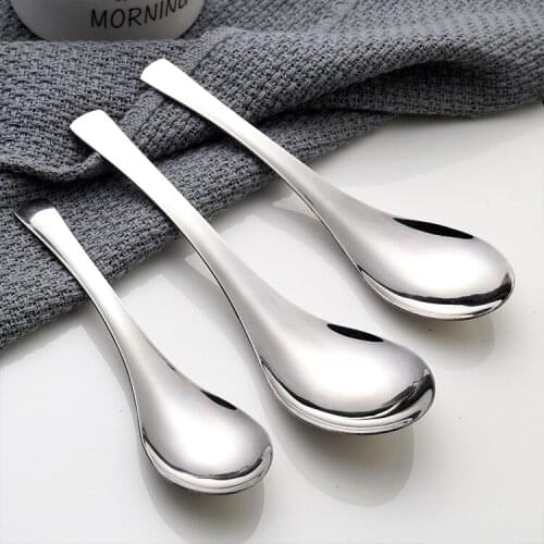 Spoon Western Food Hotel Childrens Stainless Steel Tableware Household Eating Round Thickened Rice Spoon Luxury Kitchen Tools
