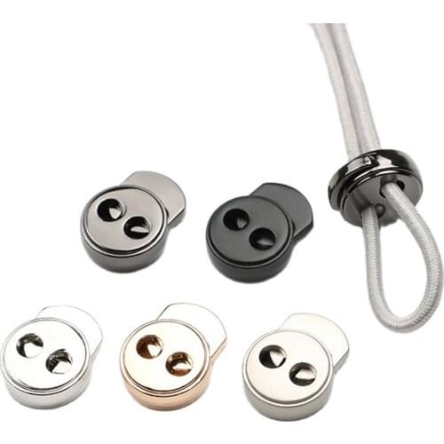 2 Holes Round Press Snap Lock Cord Stopper Rope Ends Lid Drawstring Toggles Clip For Clothes Apparel Shoelace Accessories