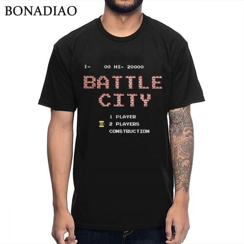 Natural Cotton Old School Tank Game Battle City T Shirt Casual For Men Homme Tee Shirt Plus Size