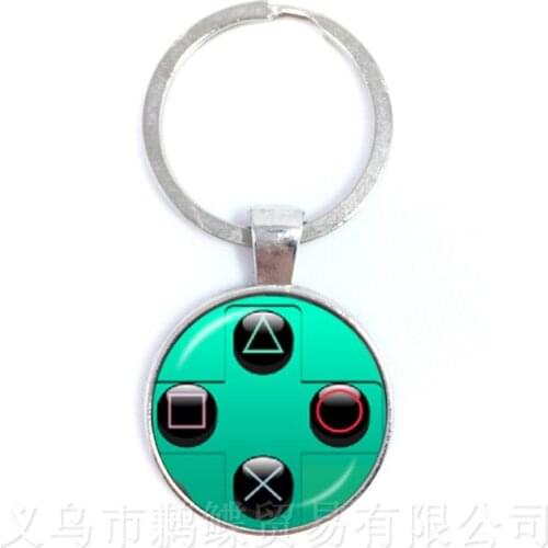 Game Controller Key chain Geeky Boyfriend Creative Gift Idea Jewelry Video Game Controller Pattern 25mm Glass Dome Keyring