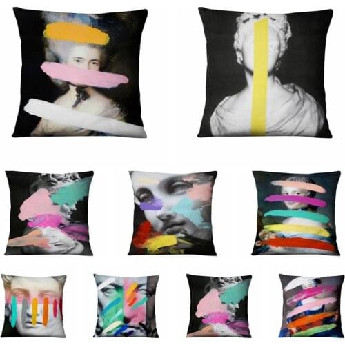 Super Soft Velvet Classical Sculpture Printed Cushion Home Pillow Decoration Almofadas Decorativas Para Sofa Throw Pillows 45*45