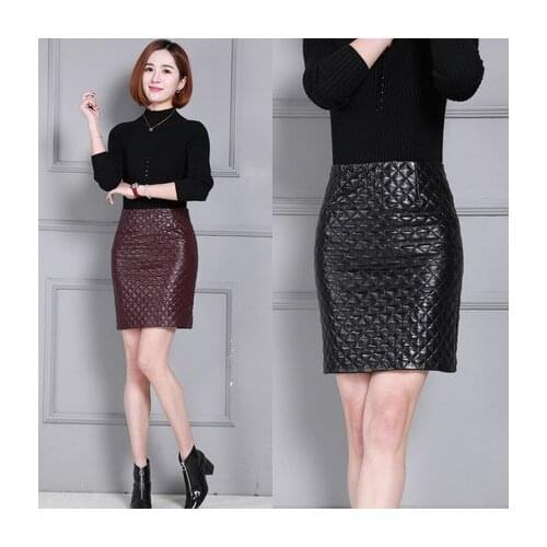 Top brand Leather Skirt Thick Sheepskin Wrap hip Skirt K84 high quality