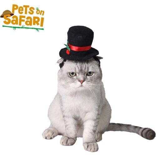 Handsome Black Top Hat For Cat Christmas Festival Cosplay Costume Dog Clothes Pet Accessories