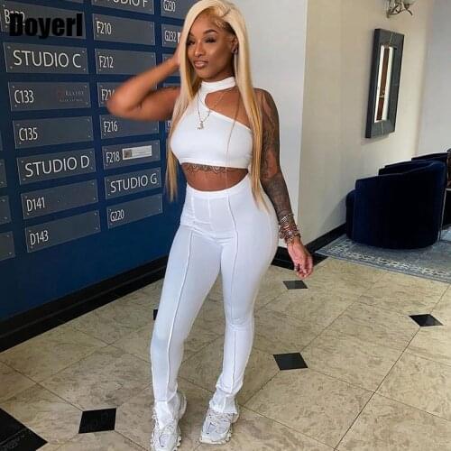 Summer Two Piece Set Women Top and Pants Outfits Sexy White Club Party Crop Top Leggings Sport Set Women Tracksuit 2 Piece Set