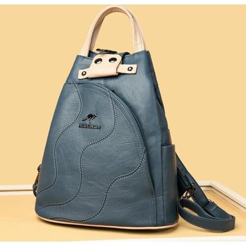 Multifunctional Ladies Backpack Pu Leather Shoulder Bags for Women Fashion Teenagers Girls Travel Schoolbags Designer Backpacks