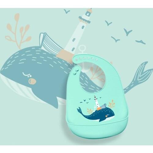 Infant Silicone Waterproof Baby Bibs for Feeding Food Soft Adjustable Burp Cloth Baby Stuff Bandana Bib Cartoon Elephant Bib