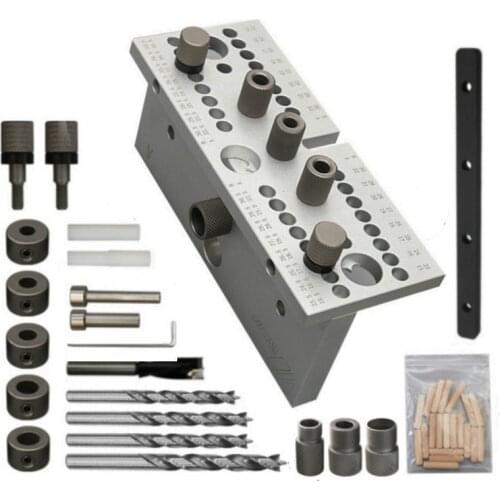 3 In 1 2 In 1 Woodworking Doweling Jig Kit 11 Inch Clip Adjustable Drilling Guide Puncher Locator Carpentry DIY Tools