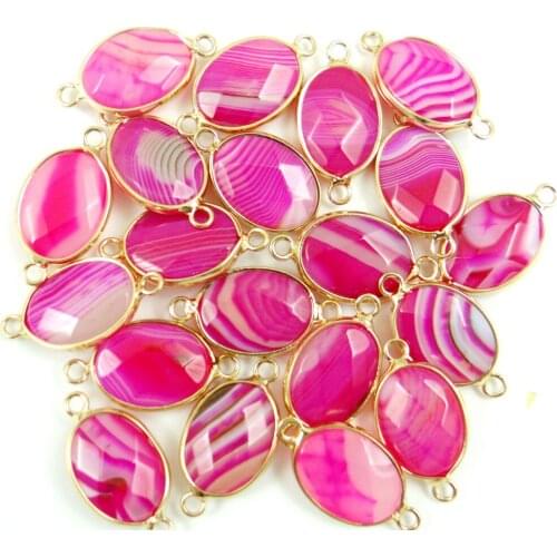 Natural stone Turquoises Quartz crystal Rose red stripes Agate Connector Pendant for diy Jewelry making necklace Accessories