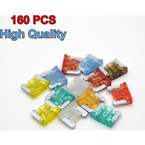 160PCS/Lot Mini Size Type New Auto Car Boats Trucks Blade Fuses 5 7.5 10 15 20 25 30 40 AMP