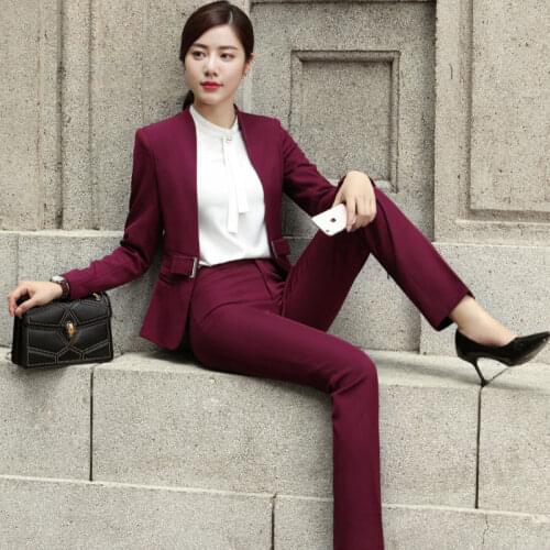 IZICFLY New Autumn Spring Formal Office Women Suits Blazers Uniform Elegant Interview Uniforms 2 Pieces Blazer Set With Pant