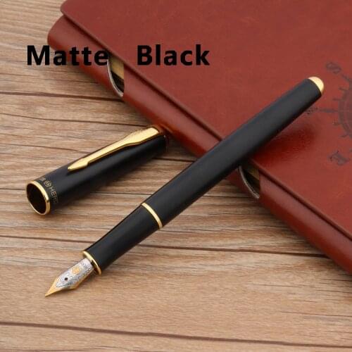 Classic Hero Metal Fountain Pen Golden Matte Black Gift Nib School Student Office Gifts Stationery