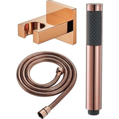 Rose Gold Brass Handheld Shower Head Rotatable Stainless Steel Shower Hose Bathroom Accessories Round