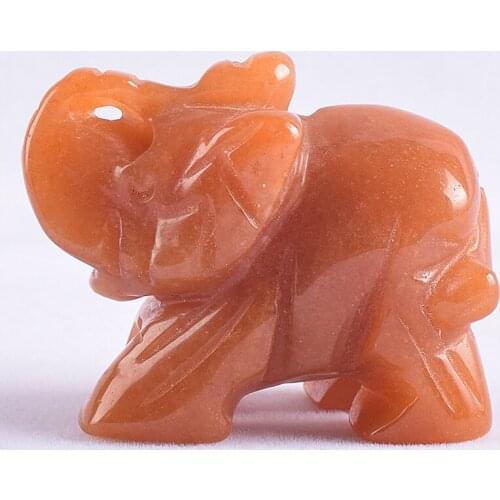 Elephant Figurines Hand Carved Natural Stone Mini Animals Craft Statue Red Aventurine Quartz Decor Chakra Healing Crystal Gift