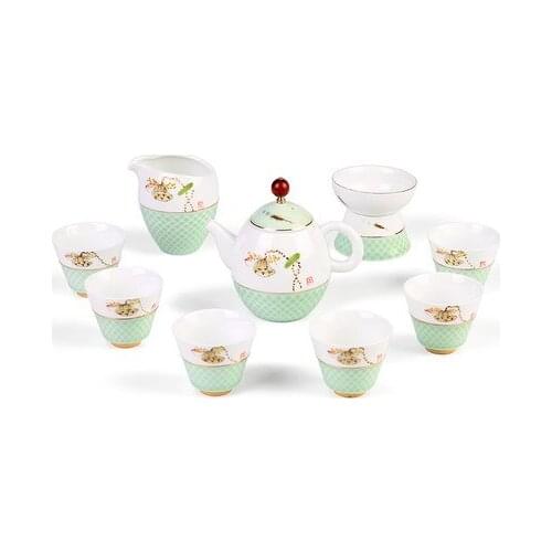 Hand-painted lotus kung fu tea sets ceramic teapot cups full set of gift box Jingdezhen high white tea set