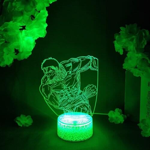 LED Light Anime Attack on Titan The Armoured Titan Acrylic Night Light RGB Flashing Cool Gift 3D Light Children Bedroom Decor