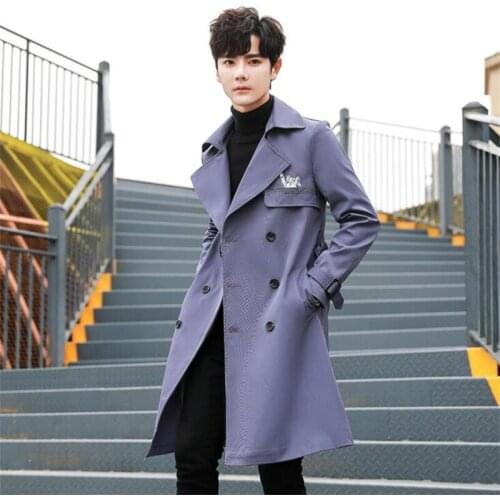 Trench coats mens mid-length casual autumn handsome over-the-knee clothes korean england 정장 دعوى السراويل disfraz traje de